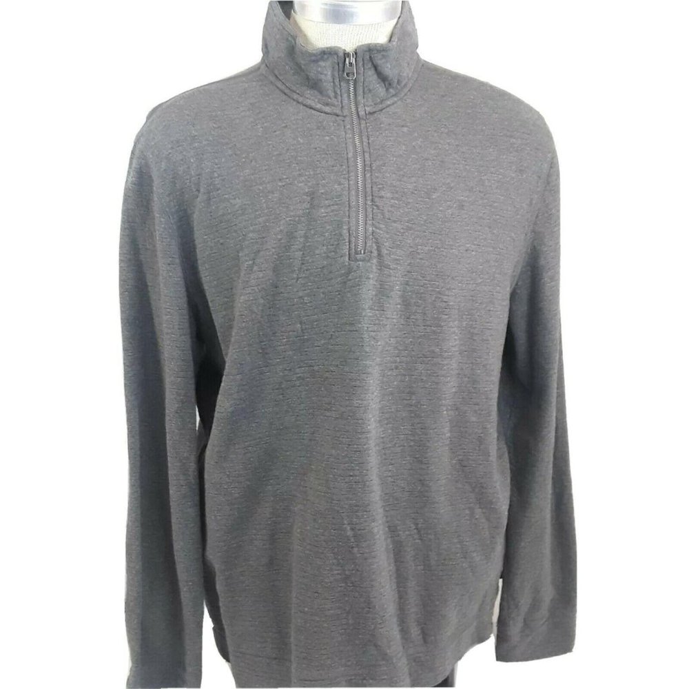 Calvin Klein Jeans Brand Long Sleeve Shirt Mock 1/4 Zip Neck Gray Long Sleeve